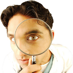 man with magnifying glass