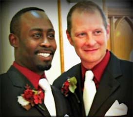 Erik D Swope-Wise, a bishop at a small Pentecostal church, and his husband getting married