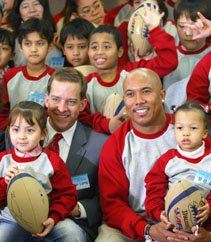 Hines Ward pictured with mixed-race children